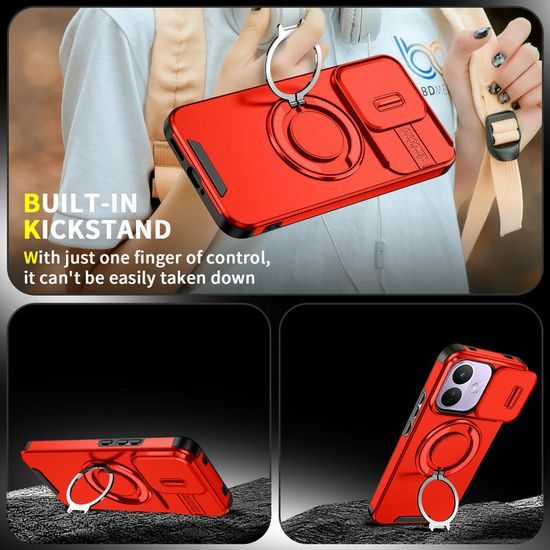 Camslide Stand obal, Xiaomi Redmi Note 17 Pro 5G / Note 17 Pro Max 5G, červený