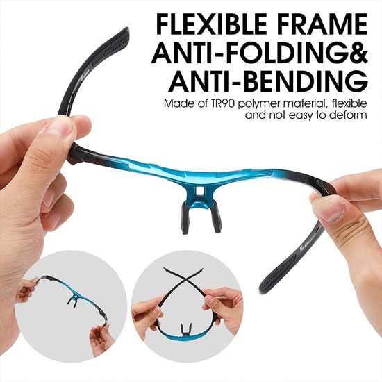 West Biking Polarisierte Radbrille mit 5 wechselbaren Gläsern - UV400 Sportbrille für Radfahren, Laufen und Outdoor - Schwarz