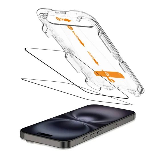 Tech-Protect Προστατευτικό Γυαλί Οθόνης Quick Set+, iPhone 15 / 16, Μαύρο, 2 τεμάχια