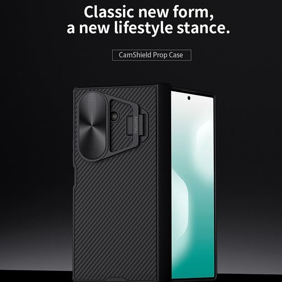 Samsung Galaxy Z Fold 7 vāciņš – Nillkin CamShield Prop Metal Lens ar kameras aizsargu – melns