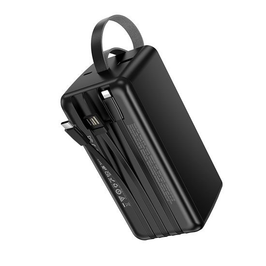 Borofone akupank BJ79C 50000mAh USB-A + USB-C ja Lightning kaablitega – must
