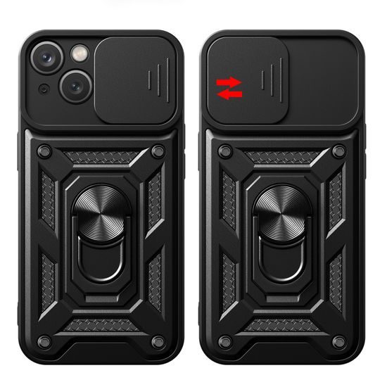 Hybrid Armor Camshield, iPhone 15 Plus, crni