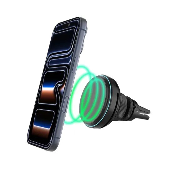 FIXED MagCool 2 autós tartó vezeték nélküli töltéssel, aktív hűtéssel és MagSafe támogatással, 25 W, Qi2.2, fekete