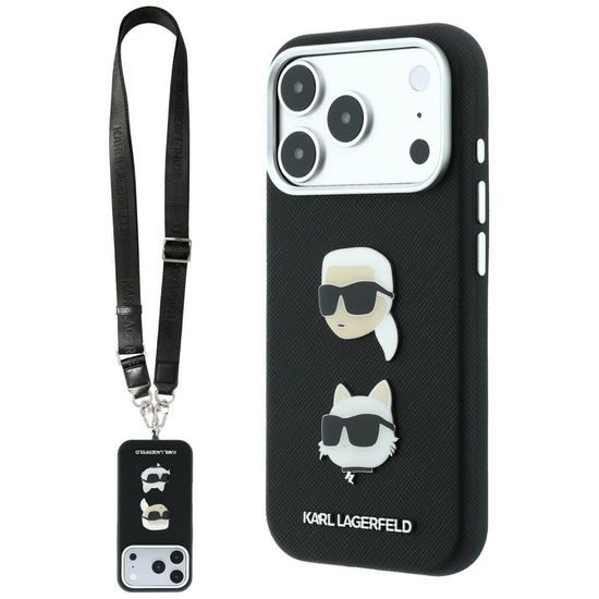 Karl Lagerfeld Saffiano K&C Heads Pins and Logo Crossbody ümbris iPhone 17 Pro Max / 18 Pro Max – must