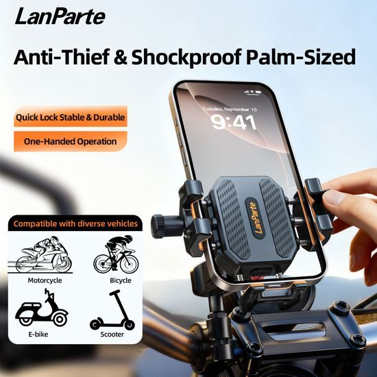 LanParte LPT01 Professionel Motorcykel Telefonholder med Vibrationsdæmpning