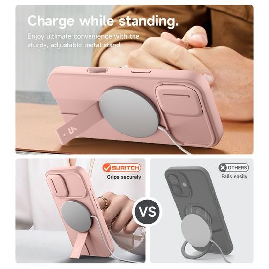 Suritch MagSafe Kickstand Camprotector obal iPhone 17, ružový