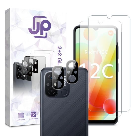 JP Combo pack, Komplet 2 kaljenih stekel in 2 stekel za kamero, Xiaomi Redmi 12C