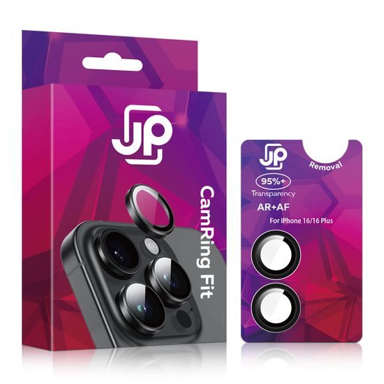 JP Camring Fit, sklíčko pro čočku fotoaparátu, iPhone 16 / 16 Plus, černé