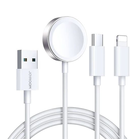 Joyroom S-IW008 Καλώδιο Φόρτισης 3σε1, USB για Apple Watch, USB-C, Lightning, 3,5 W, 1,2 μ, λευκό
