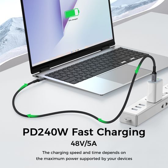 Techsuit TitanSync Pro (CX2) USB-C uz USB-C datu kabelis PD 240 W 2 m – pelēks