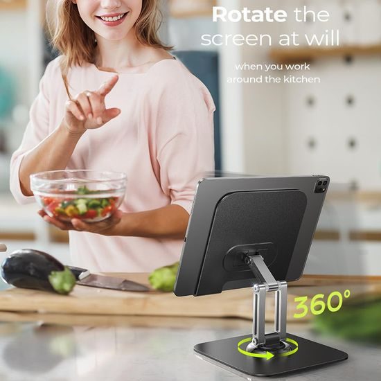 Lisen Αναδιπλούμενη βάση επιτραπέζια για tablet, 4,7" – 12,9", μαύρη