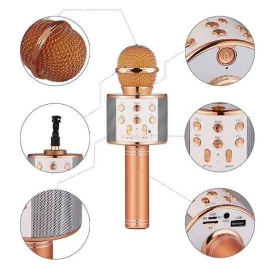 Microfon Karaoke WS858, rose gold