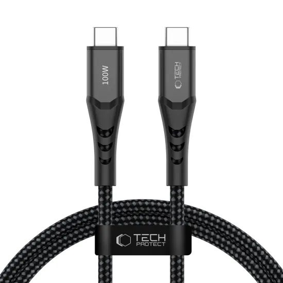 Tech-Protect UB11T UltraBoost USB-C Kabel - PD100W/QC3.0 - 1m Schnellladekabel mit Textilgeflecht - Schwarz