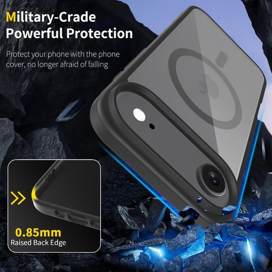 JP MagFit Clear MagSafe θήκη με μαγνήτη N52, iPhone Air, μαύρη