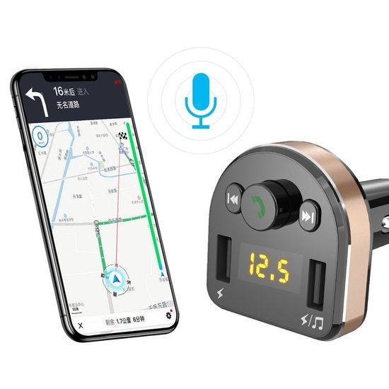 Dudao Transmițător FM încărcător auto Bluetooth, MP3, 3.1 A, 2x USB, negru (R2Pro negru)