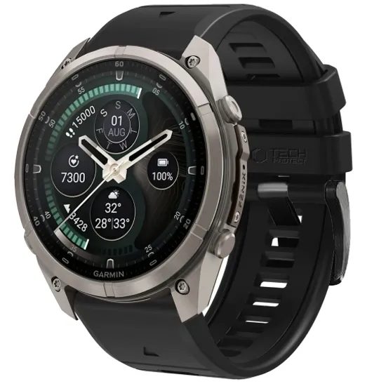 Tech-Protect Silicone remienok, Garmin Fenix 5X / 5X Plus / 6X / 6X Pro / 7X / 8 / 8 Pro / 9 / 9 Pro (51 mm), čierny
