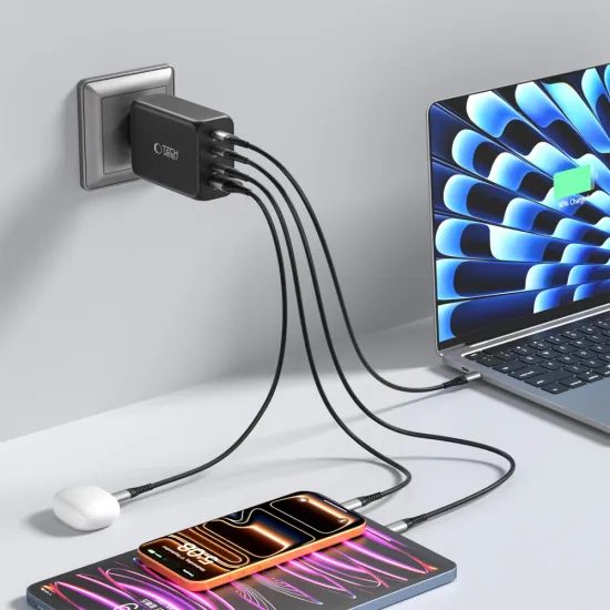 Tech-Protect Φορτιστής 4 θυρών, PD 240W / QC3.0, μαύρο