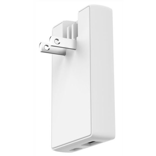 Swissten ταξιδιωτικός προσαρμογέας GaN USB-C + USB, 65W, λευκός