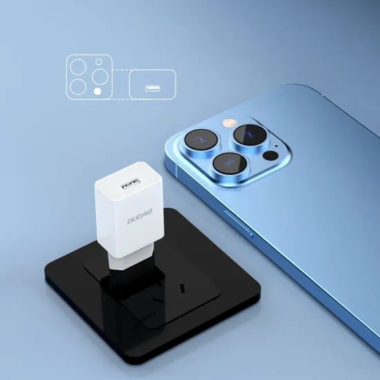 Dudao A4EU USB φορτιστής 2,1A + καλώδιο USB - USB-C, λευκό