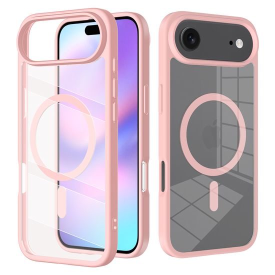 JP MagFit Clear MagSafe θήκη με μαγνήτη N52, iPhone Air, ανοιχτό ροζ