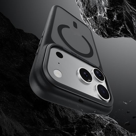 iPhone 17 Pro / 18 Pro vāciņš – Benks Magnetic Mist ar metāla rāmi – melns