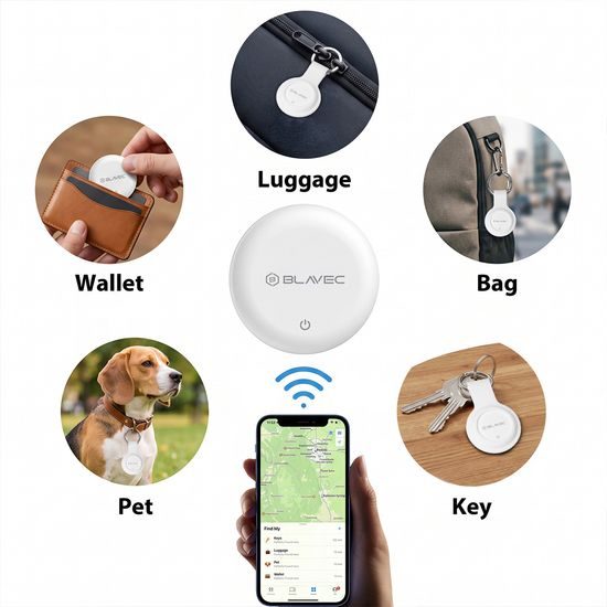 Blavec GPS Bluetooth Tracker Tag BTG-01 - voor Apple en Android - Wit