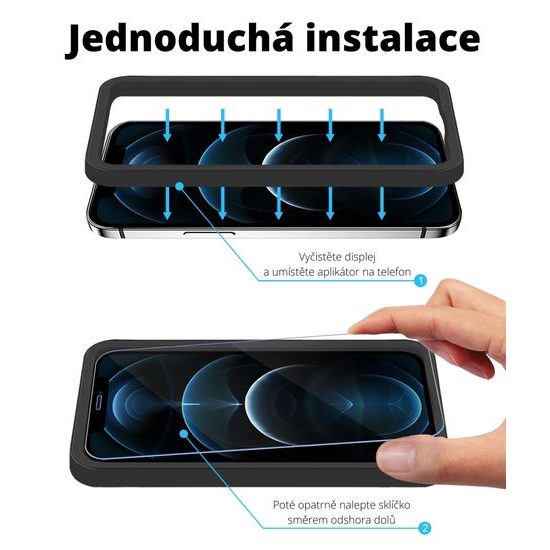 JP Long Pack Tvrdených skiel, 3 sklá na telefón s aplikátorom, iPhone 13