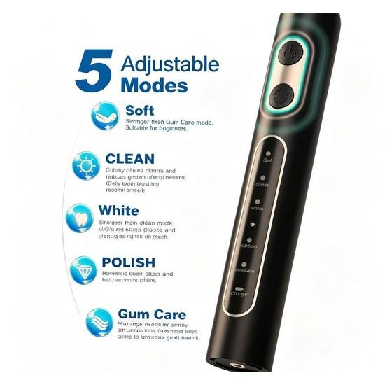 Sonische elektrische Zahnbürste E7 mit 8 Bürstenköpfen - 5 Modi - IPX7 - 1500 mAh - Weiß
