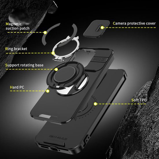 Camslide Stand tok, Xiaomi Redmi 17, fekete