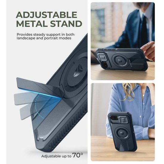 Dexnor MagSafe 360 Kickstand Camprotector obal iPhone 16e / 17e, modrý