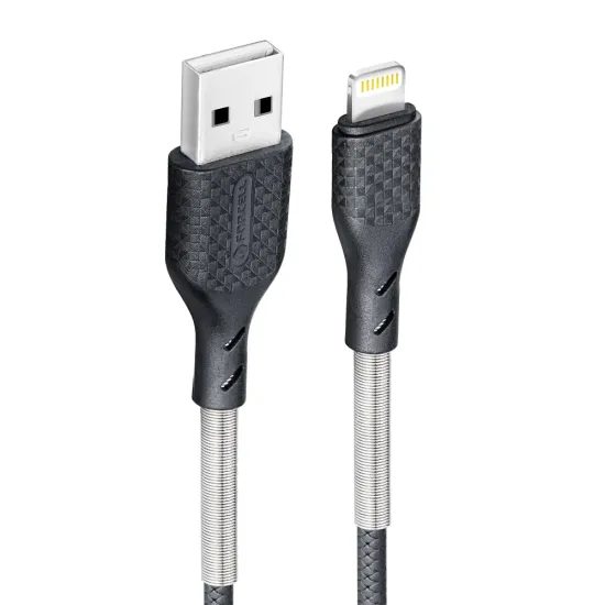 Καλώδιο Forcell Carbon, USB A - Lightning, 2,4A, CB-01A, μαύρο, 1 μέτρο