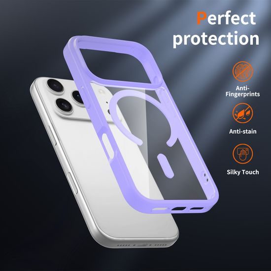 JP MagFit Clear MagSafe θήκη με μαγνήτη N52, iPhone 17 Pro, μωβ