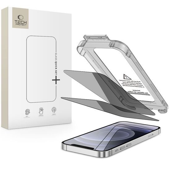 Tech-Protect Privacy Σκληρυμένο Γυαλί Quick Set+, iPhone 12 / 12 Pro, 2 τεμάχια