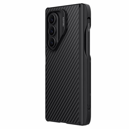 Samsung Galaxy Z Fold 7 vāciņš – Nillkin Synthetic Fiber Pro Magnetic ar S Pen – melns