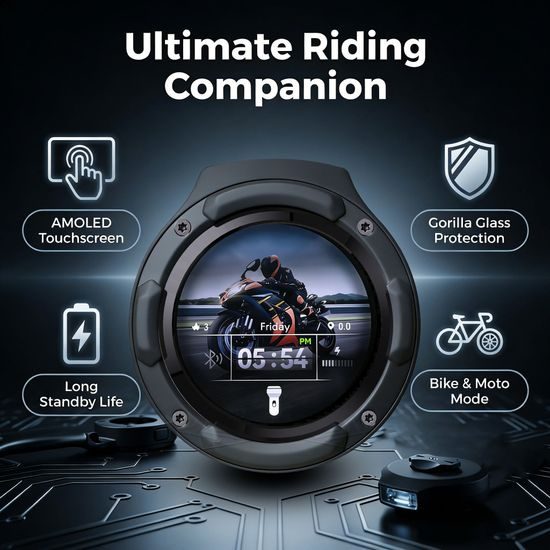 RideCore RC10 AMOLED Navigationsgerät für Fahrrad, E-Bike und Motorrad - Smartes Display mit 850 Nits Helligkeit und IP67 Schutz