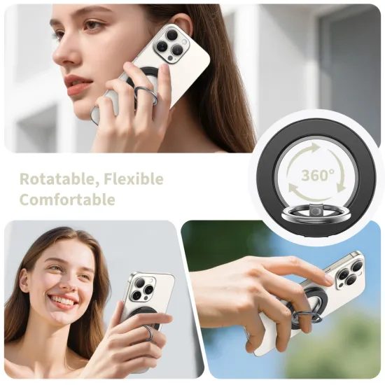 Tech-Protect MMR600 Magnetischer MagSafe Ring für Smartphone - 360° drehbarer Handyhalter mit Ständerfunktion - Schwarz