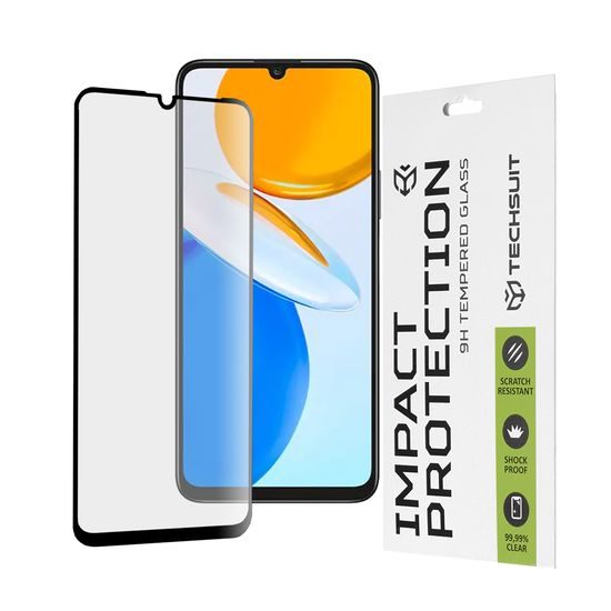 Techsuit 111D Закалено стъкло, Honor X7, черно