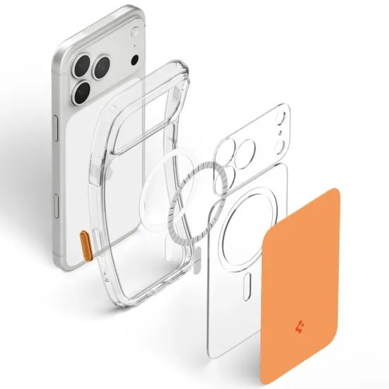 Spigen Ultra Hybrid "T" Mag s MagSafe, iPhone 17 Pro / 18 Pro, oranžové