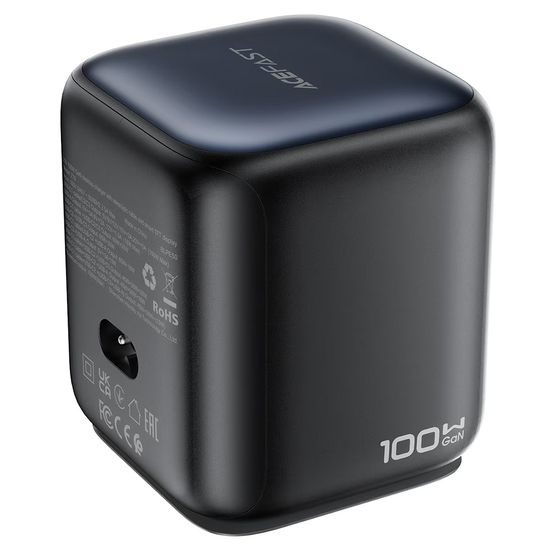 Acefast Desktop Ladestation Z10 für Laptop, Tablet, Smartphone - 3× USB-C, USB-A, GaN PD 100W, ausziehbares USB-C Kabel - Schwarz