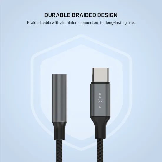Alumínium adapter FIXED Link USB-C-ről 3,5 mm jack-re, űrszürke
