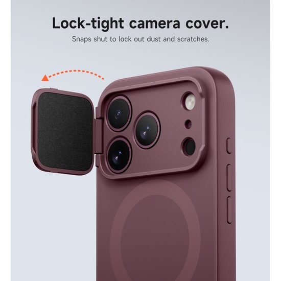 Husă Suritch MagSafe cu Suport și Protecție Cameră iPhone 17 Pro Max / 18 Pro Max, vișinie