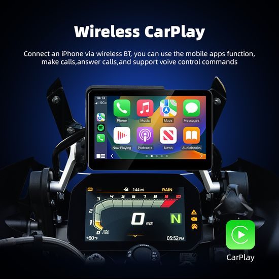 6" Trådløst display til BMW motorcykler, Apple CarPlay / Android Auto