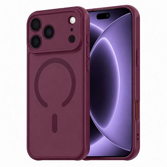 Techsuit HaloFrost II MagSafe Case für iPhone 17 Pro / 18 Pro - Stoßfeste Schutzhülle - Dark Cherry