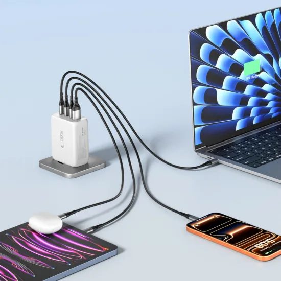 Tech-Protect NC200W-GAN φορτιστής 4 θυρών, PD 200W / QC3.0, λευκός