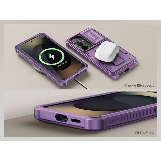 Dexnor 360 Kickstand Camprotector obal Samsung Galaxy S26, fialový