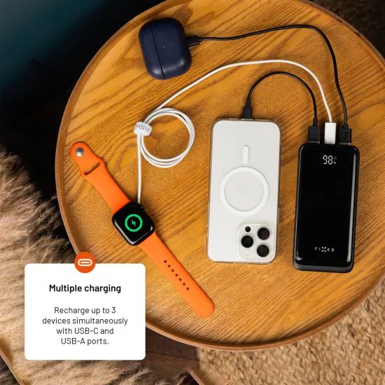 FIXED Zen2 30 powerbank LCD kijelzővel, 30 000 mAh, PD 20W, fekete