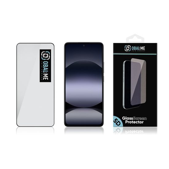 OBAL:ME 5D Tvrzené Sklo pro Xiaomi Redmi Note 14 4G / 5G / 14S / Poco M7 Pro 5G, černé
