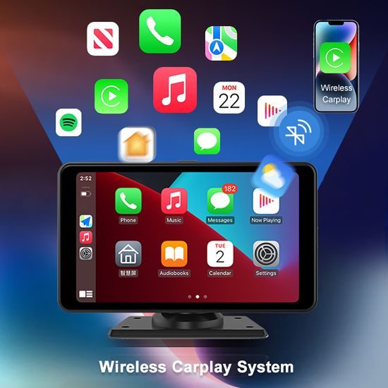 7" CarPlay zaslon za auto s bežičnim CarPlay i Android Auto, 2K autokamerom i stražnjom kamerom