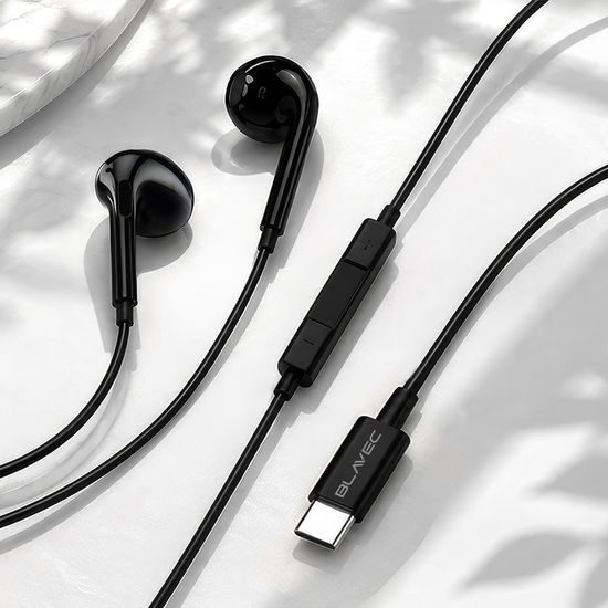 Blavec BHS-02 ενσύρματα ακουστικά με μικρόφωνο USB-C (DAC), μαύρα