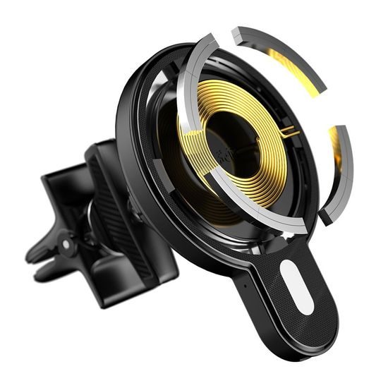 Dudao Magnetický držák do auta s bezdrátovou Qi nabíječkou 15W (kompatibilní s MagSafe), černá (F13)